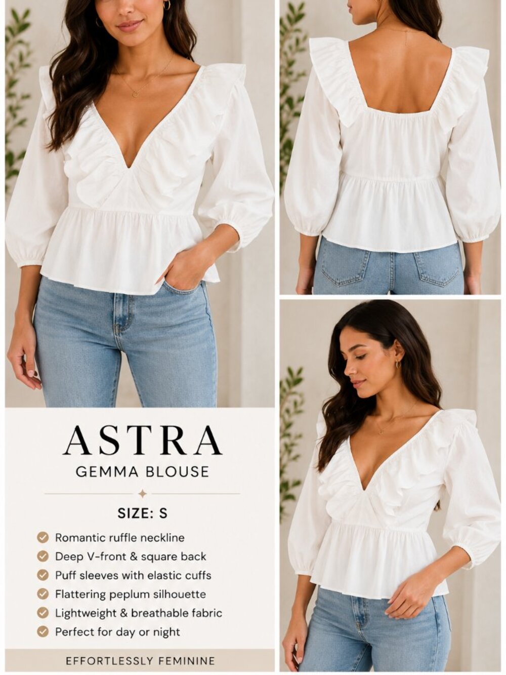 🤍 ASTR Gemma White Ruffle Peplum Blouse | Size XS | Feminine Chic